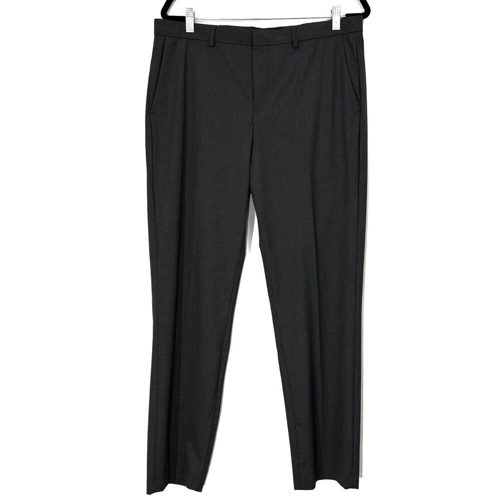 Calvin Klein Men’s Size 34x30 Solid Gray Stretch Slim Fit Trouser Pants New